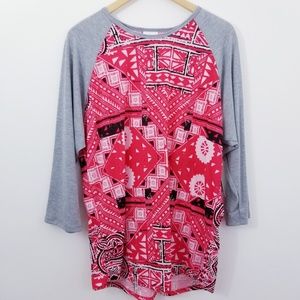 LuLaRoe Randy Tee Baseball Sleeve Top Size 2XL